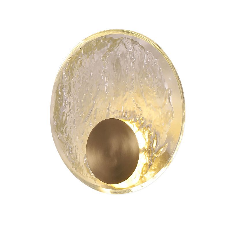 Modern Metal Wall Sconce Circle Shape Wall Light with Crystal Shade for Bedroom