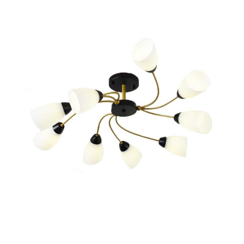 Soggiorno al soggiorno semifulò a filo moderno latte moderno vetro bianco 9/12 luci del soffitto dell'illuminazione in nero/oro