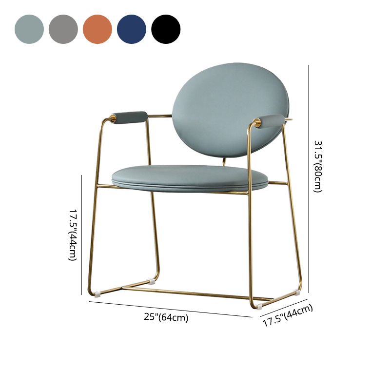 Silla de comedor de metal de estilo escandinavo, silla lateral de comedor con brazo trasero abierto