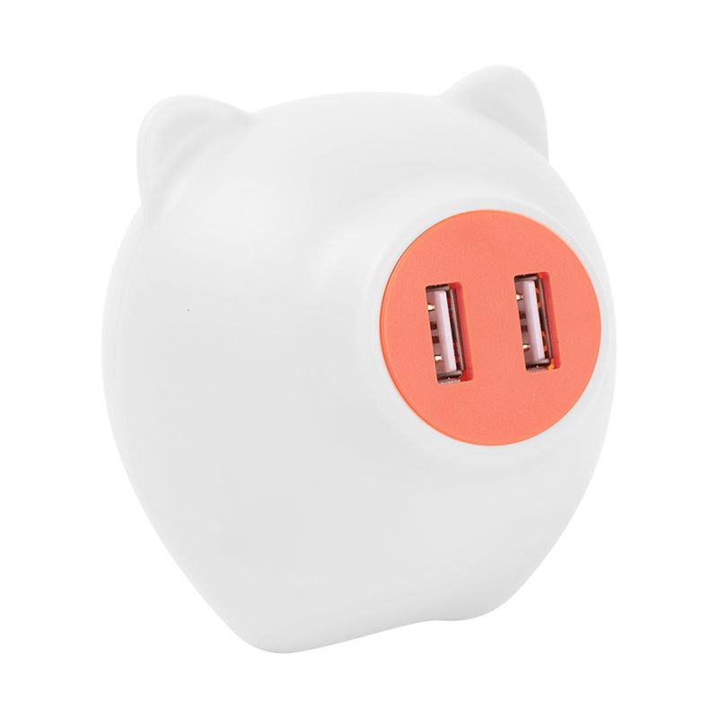 Carton de nuit rose / blanc Pig Pig Pild Cartoon LED MURD LED PLASTIQUE AVEC PORT DE CHARGE USB
