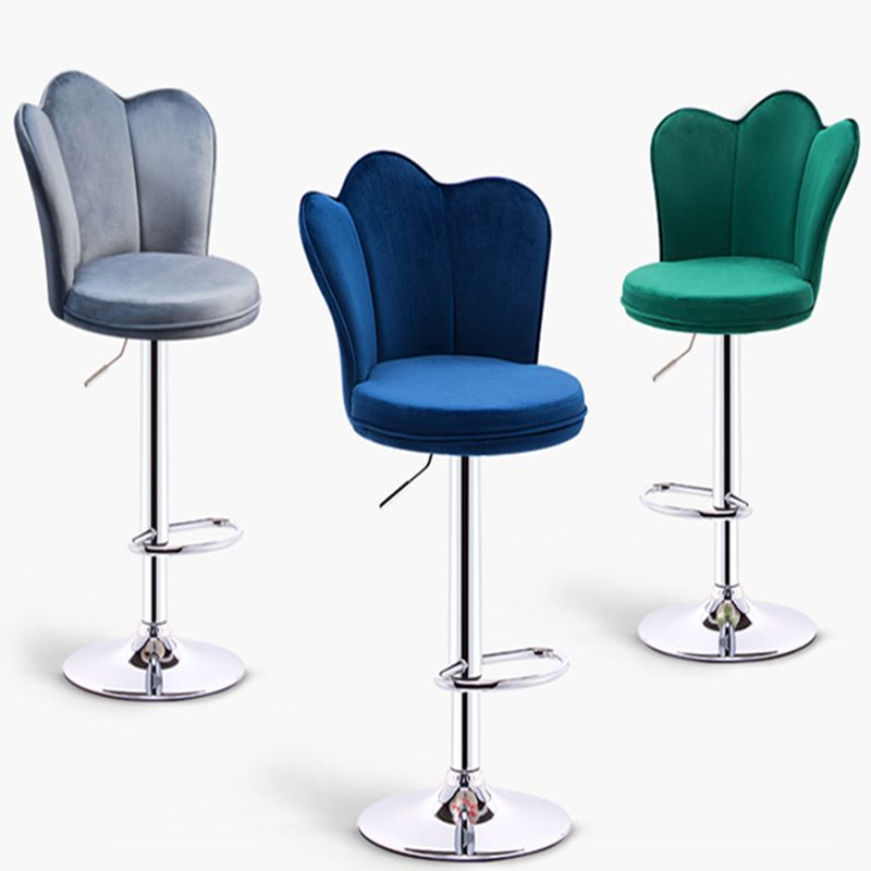 Modern Upholstered Swivel Stool Footrest Low Back Counter Chair with Metal Base