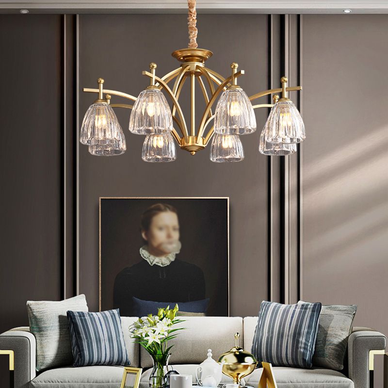 Lámpara múltiple de lámpara de lámpara de estilo americano en oro para dormitorio