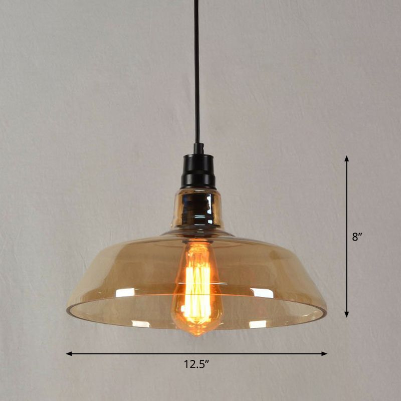 Pot Cover Glass Hanging Lamp Vintage Style Single-Bulb Restaurant Lighting Pendant