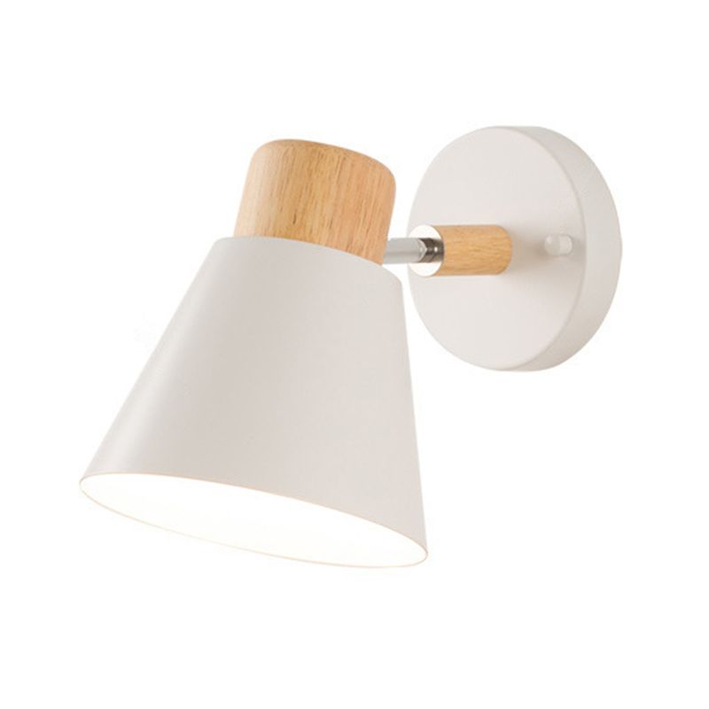 Modernism Metal Shaded Wall Light Polish Finish Wood Lighting for Room