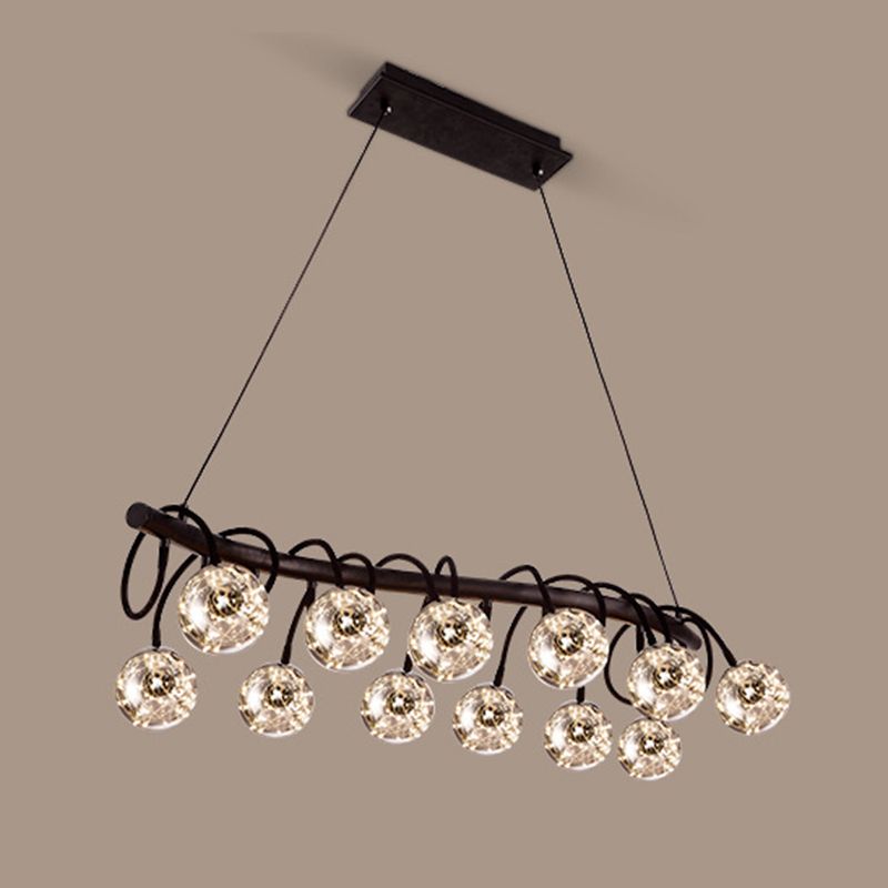 Nordic Style Glass Orb LED Island Light Creative Light String Design Coffee Shop Hanging Light