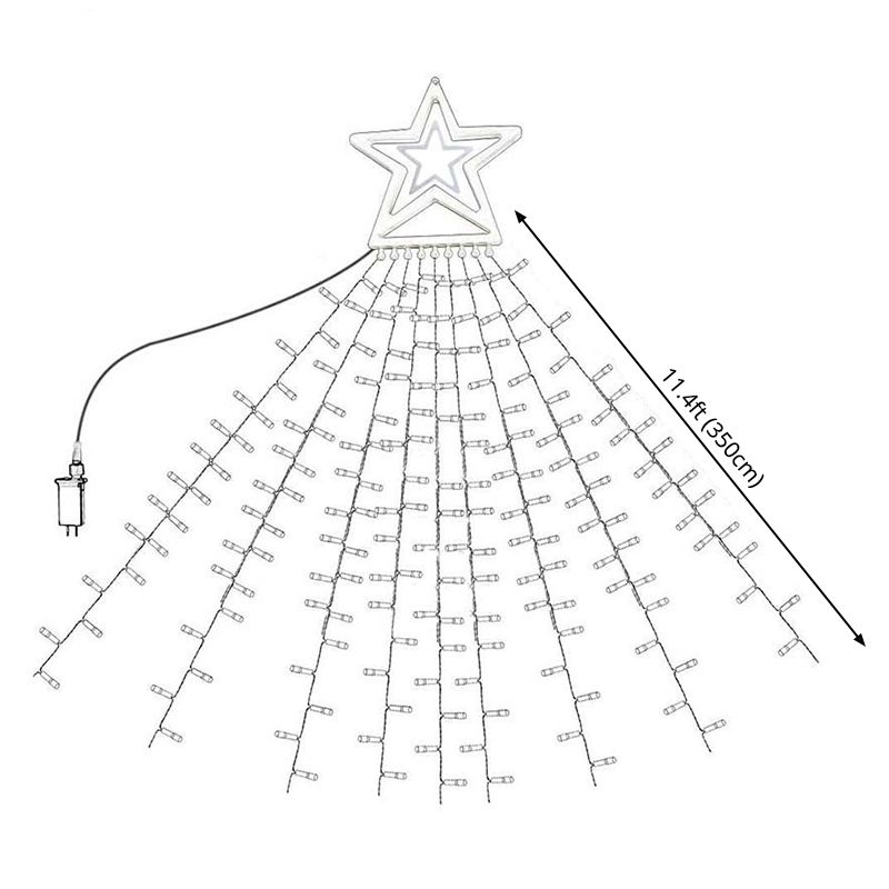11.4ft Comet Star Fairy String Light Decorative Plastic White LED Outdoor Festive Light in White