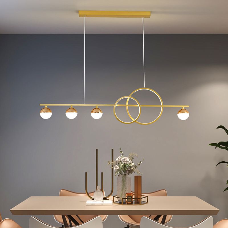 6-Light Golden/Black Ceiling Light LED Kitchen Island Lighting for Dining Table