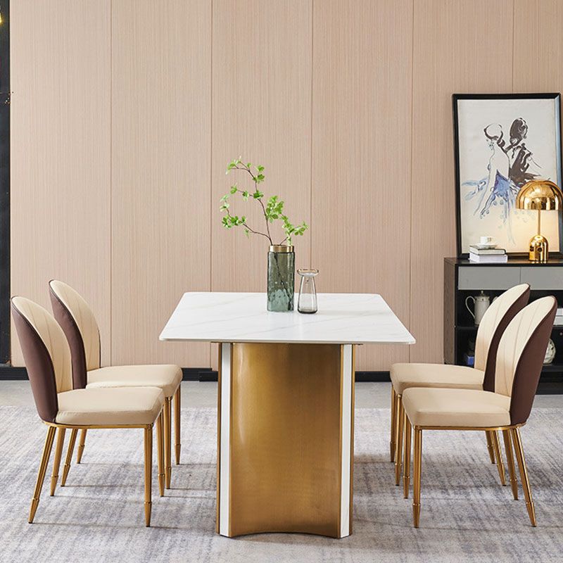 Contemporary Faux Leather Dining Chair Parsons Side Chair in White