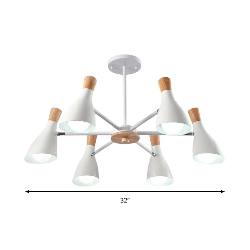 Cone Living Room Hanging Lights Metal 6 Bulbes de style moderne