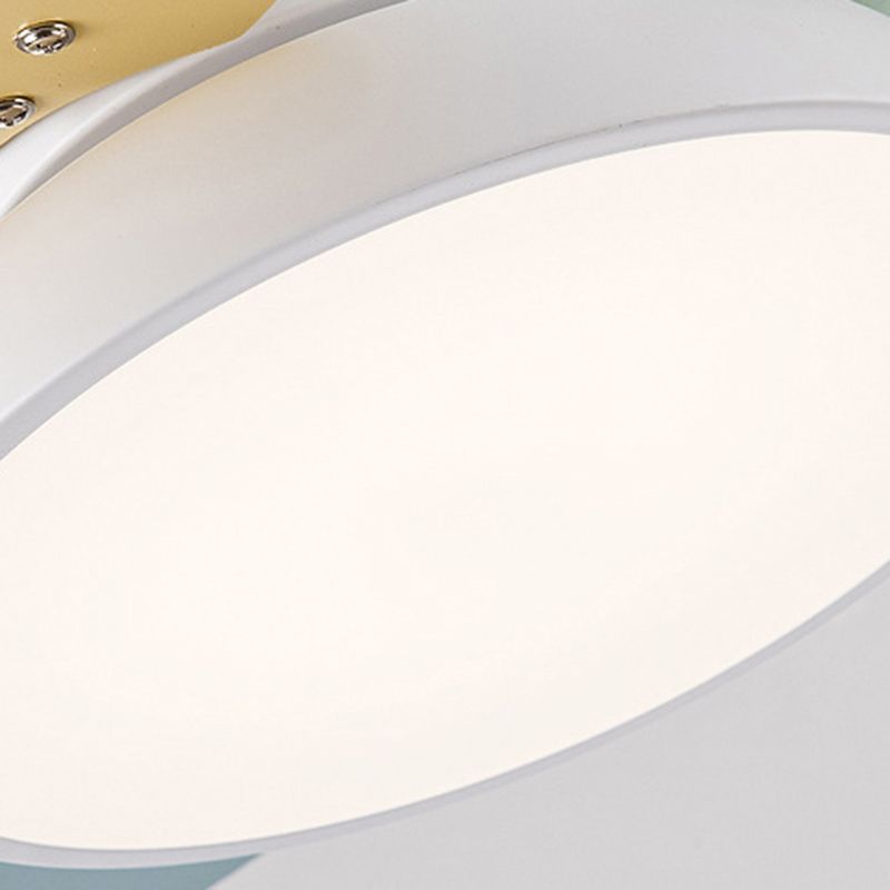 Kids Creative LED Indoor Hanging Lamp Wrought Iron Fan Pendant Light with Acrylic Shade