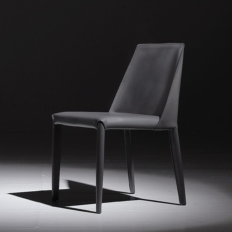 Silla lateral de comedor contemporánea de metal, silla con respaldo sólido sin brazos para comedor