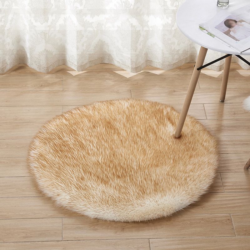 Tapis circulaire en peluche de couleur unie, résistant aux taches, pour la décoration de la maison