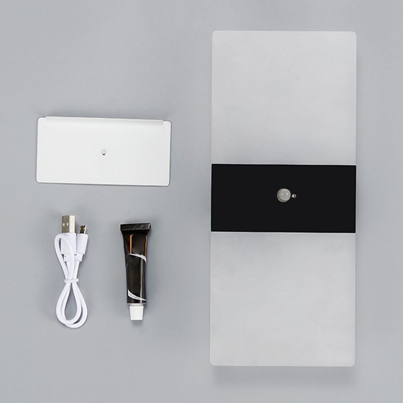 LED Modern Metal Wall Sconce Rectangle Shape Wall Lamp with Acrylic Shade for Courtyard