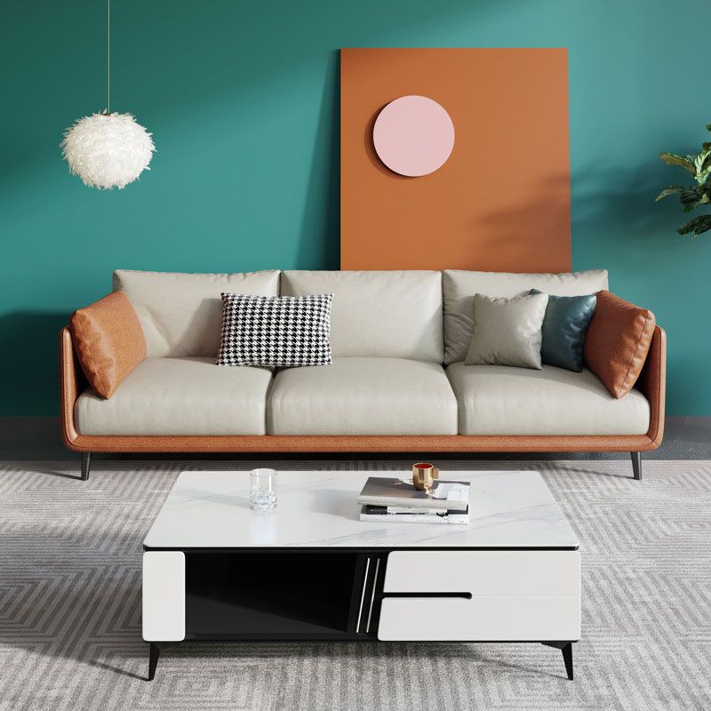 Modern Style Square Armrest Sponge Seat Filled with Wood Orange/grey/white/blue Sofa