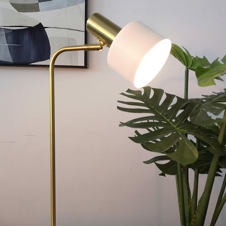 Modern Minimalist Marble Base Table Lamp Cylindrical Iron Shade Bedroom Lighting Fixture