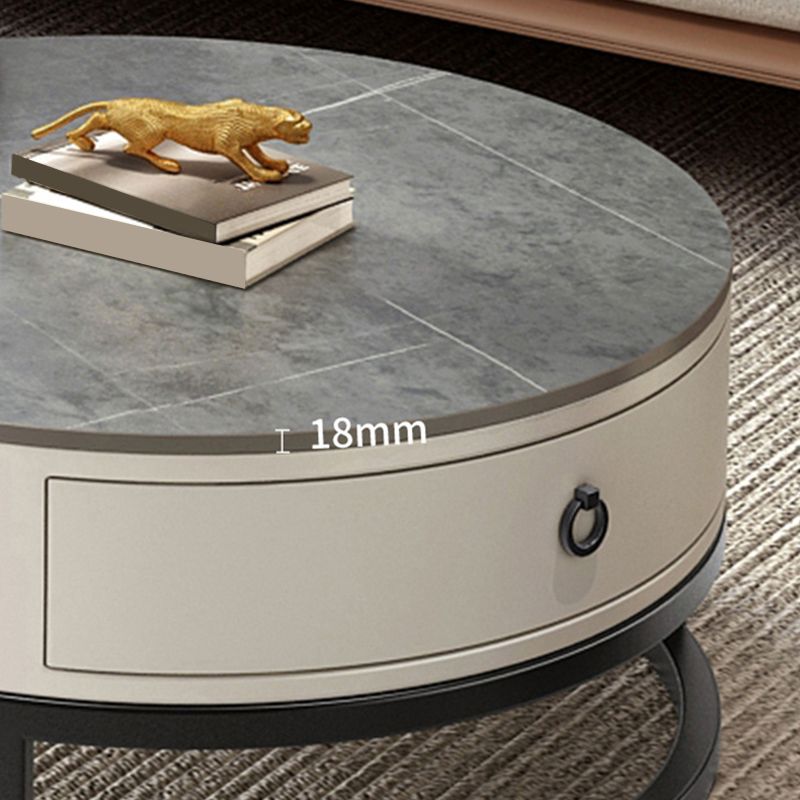 Round Coffee Table Glass Top 2 Nesting Coffee Table Set with Storage
