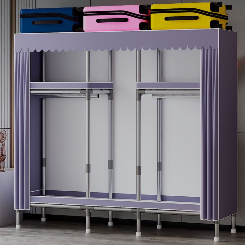 Modern Cabinet with Garment Rod Metal Storage Cabinet for Bedroom