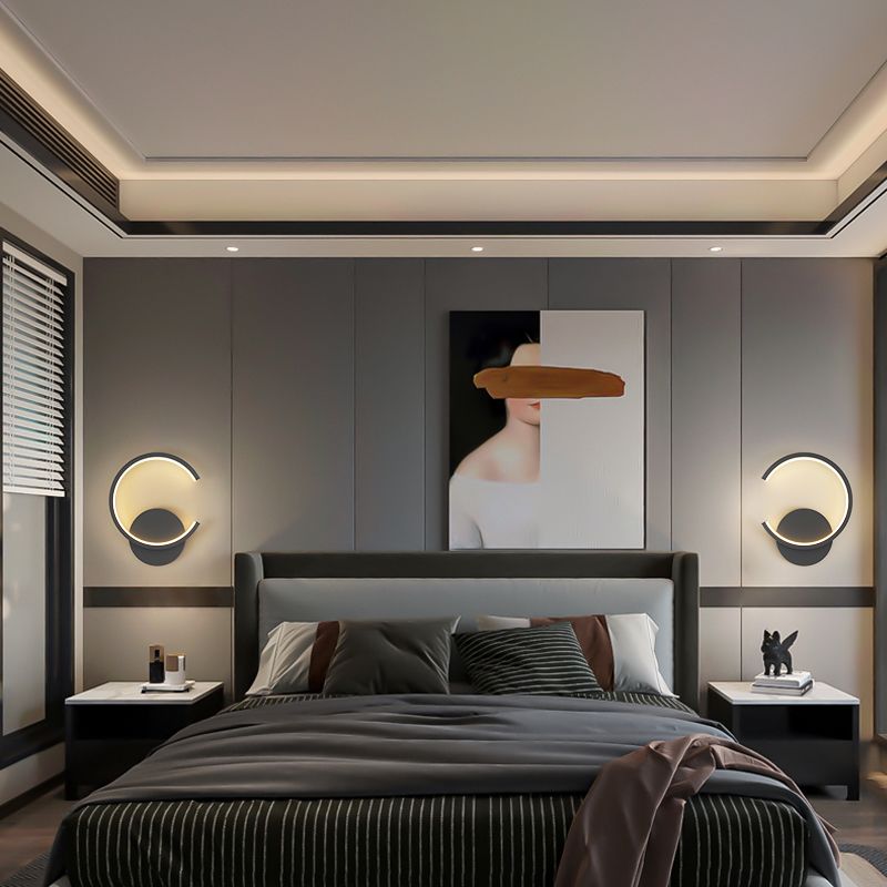 Lampada a monte a parete a forma rotonda a LED Lampada con applique da parete in metallo per camera da letto