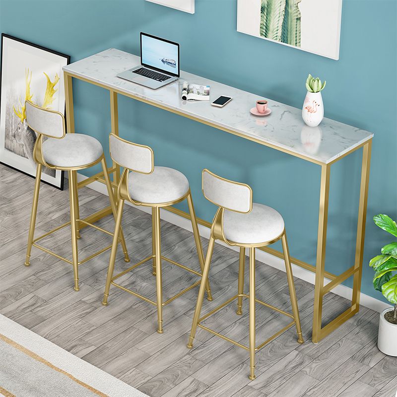 Round Bar Stools Industrial Dining Stools with Gold Metal Base