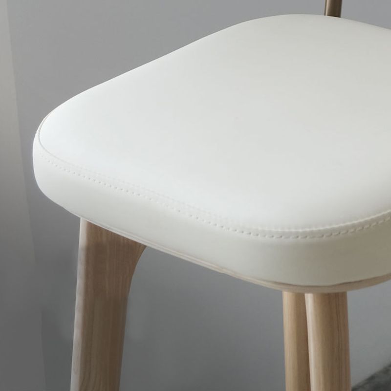 Nordic Style PU Leather Bar-stool Square Seat Counter Bar Stool with Wooden Legs