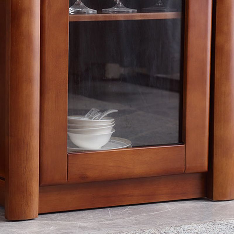 Contemporary Glass Paned Cabinet in Rubberwood 1/2-Door Solid Wood Storage Cabinet