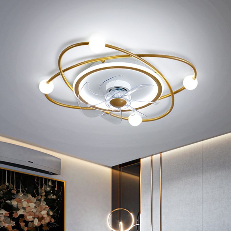 Orbit Acryl -LED -LED SEMI Mount Lighting Nordic Fernbedienung 6 Blätter Deckenventilator, 21 "breit