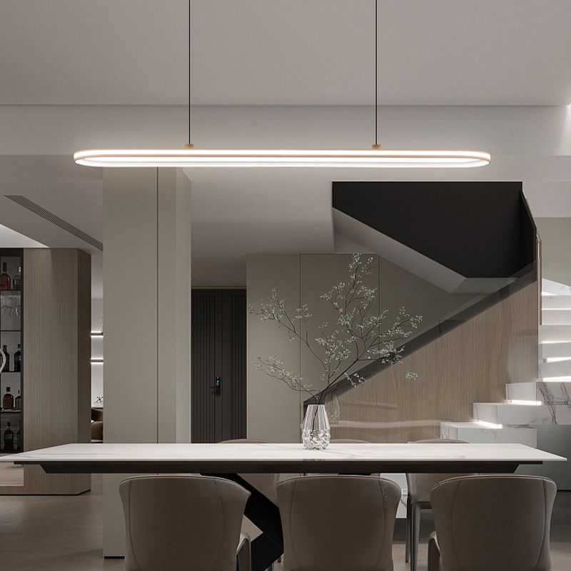 Minimalism Oval LED Hanging Pendant Lights in White for Dining Room