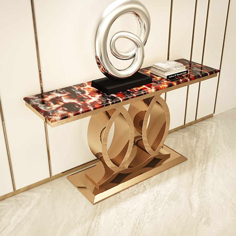 Glam Marble Console Table Rectangle 16" W Accent Table for Hall