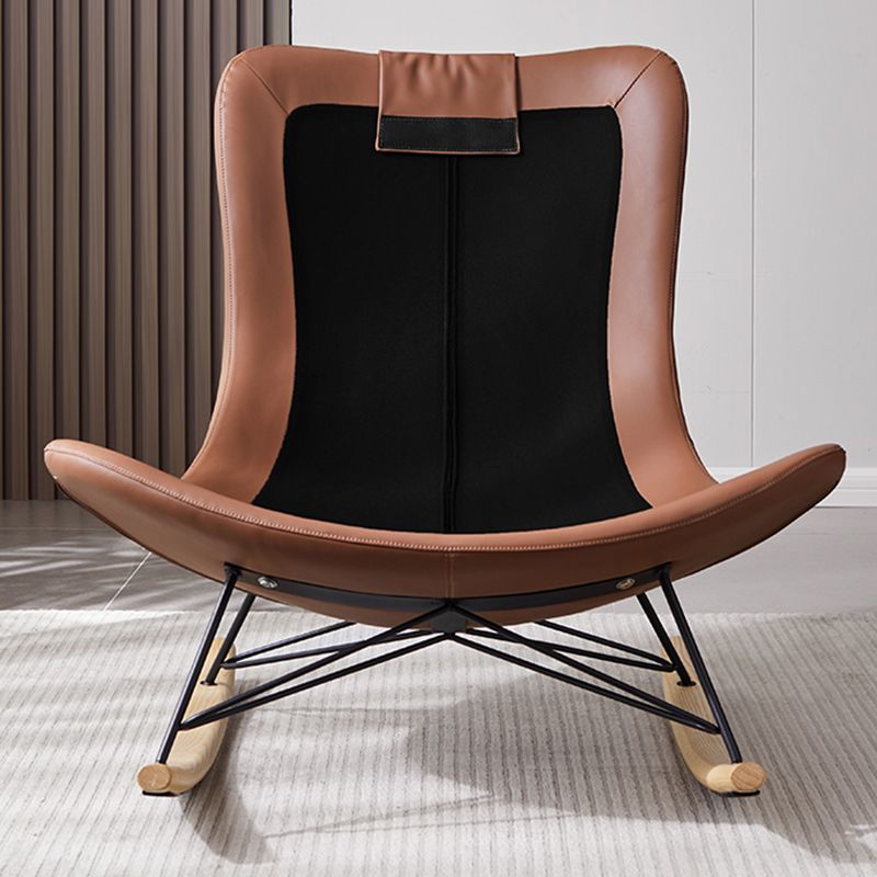 Modern Style Rocking Chair Faux Leather Upholstered Chair with Button-Tufted