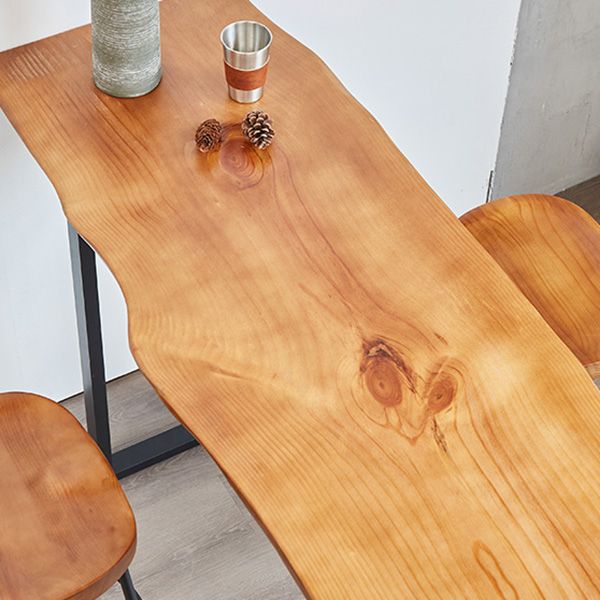 Industrial Solid Wood Bar Table Rectangle Bar Height Table with Double Pedestal Base