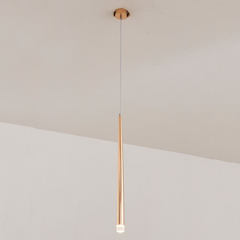 Gold Conical Hanging Light Fixture Simple 1-Light Metal Pendant Lighting for Bar