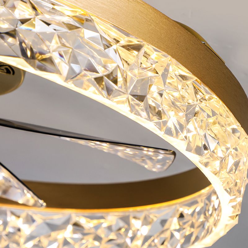 Kristallkreisförmige LED -Deckenventilatoren in der modernen Einfachheit Schmiedeeisen Flush Mount für Innenräume