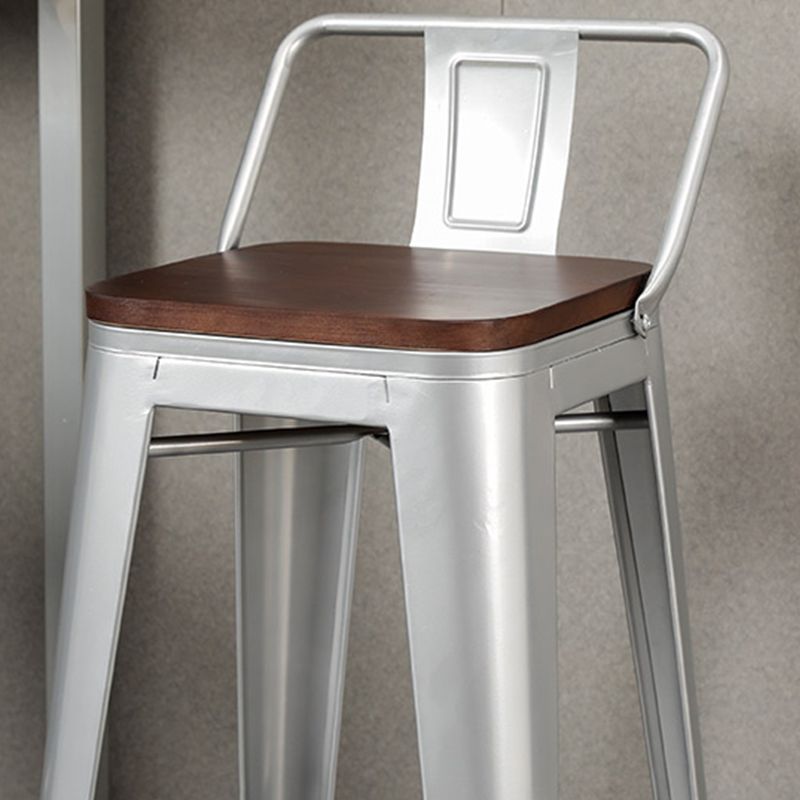 Contemporary Metal Bar Stool Low Back Dining Stool with Footrest
