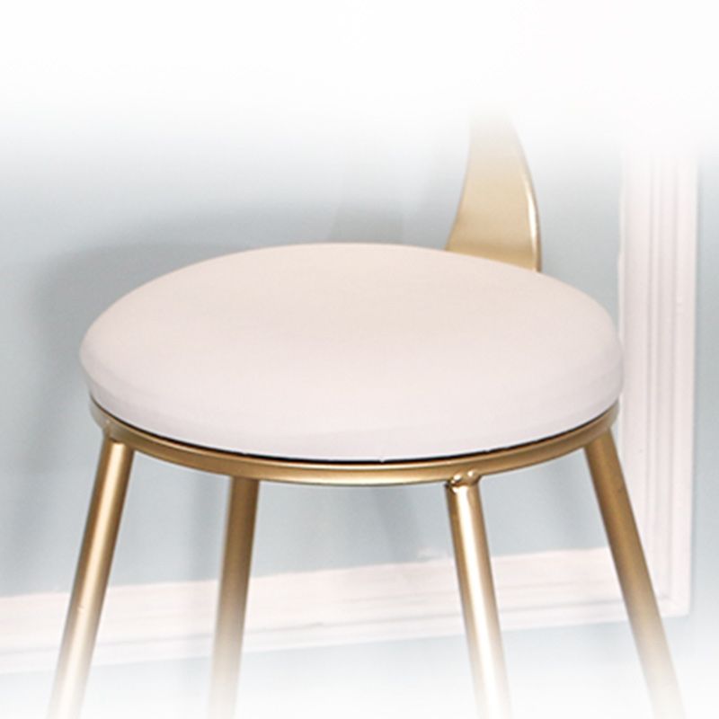 Glam Backrest Armless Counter Stool Iron Dining Room Bar Stool with Cushion and Pedal