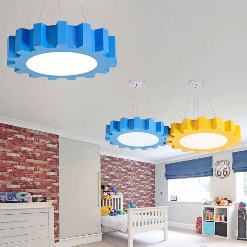 Creative Gear Pendant Light Acrylic Candy Colored LED Suspension Light for Kindergarten