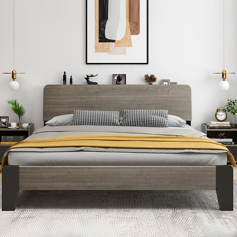 Contemporary Wood Mattress Included with Headboard Rectangular Panel Bed