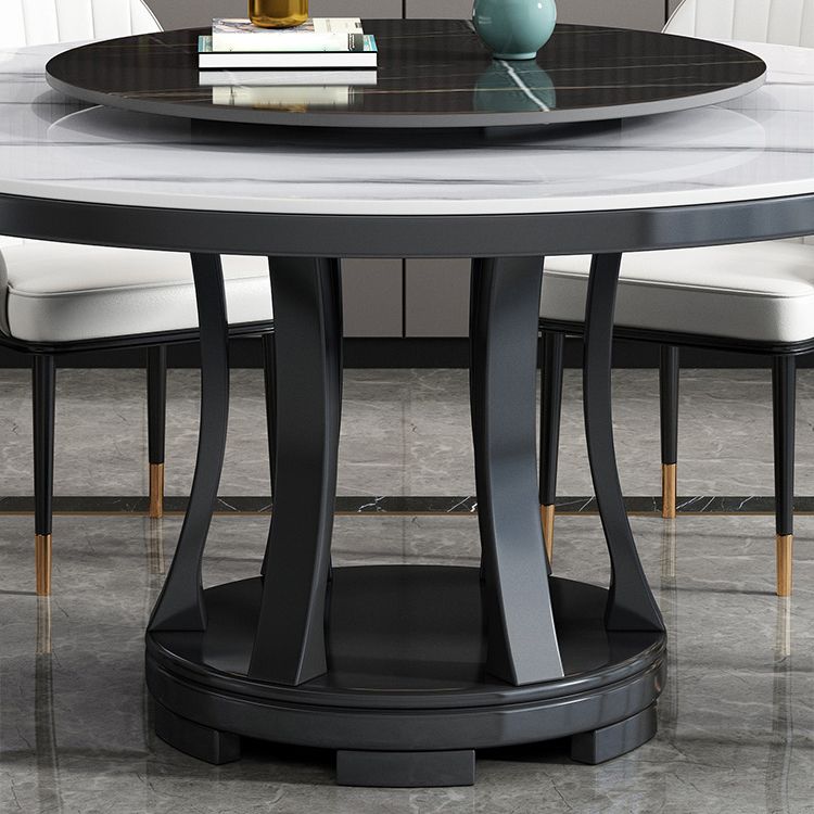 Modern Rubberwood Home Table Round Pedestal Convertible Dining Table