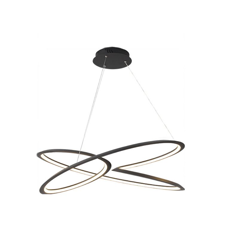 Twisting Pendant Lighting Fixture Modern Metal Single Light Chandelier Lamp in Black