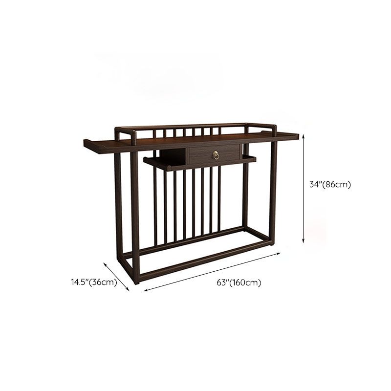 Solid Wood Console Table 1 Shelf Rectangle Accent Table for Hall