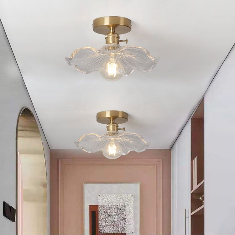 Plafonnier en forme de lotus, plafonnier en cuivre de style colonial pour couloir