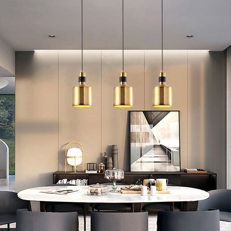 Golden Post Modern Style 1-Light Hanging Lamp
Geometric Simplicity Lighting Fixture for Bedroom