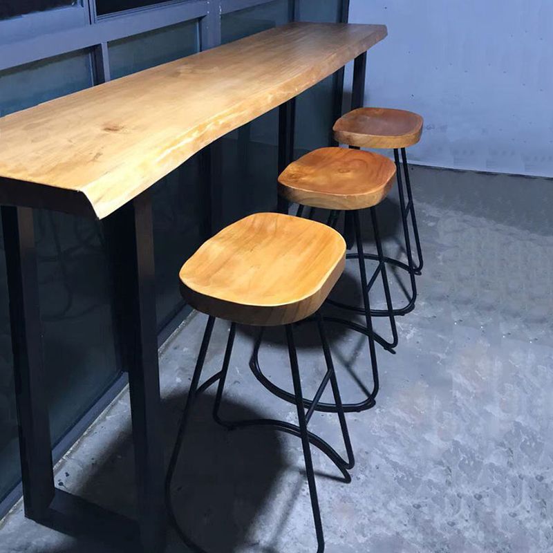 Industrial Style Solid Wood Pub Dining Set 1/2/4/6 Pcs Rectangular Pub Set for Home