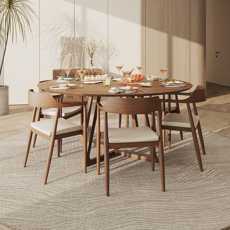 Modern 1/5/7 Pieces Dining Set Round Pine Wood Dining Table for Dining Room