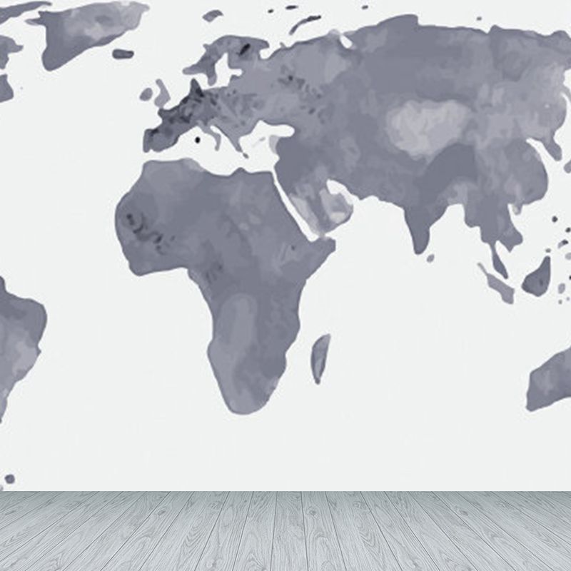 Illustration Style World Map Mural Decal for Living Room, Pastel Color, Personalized