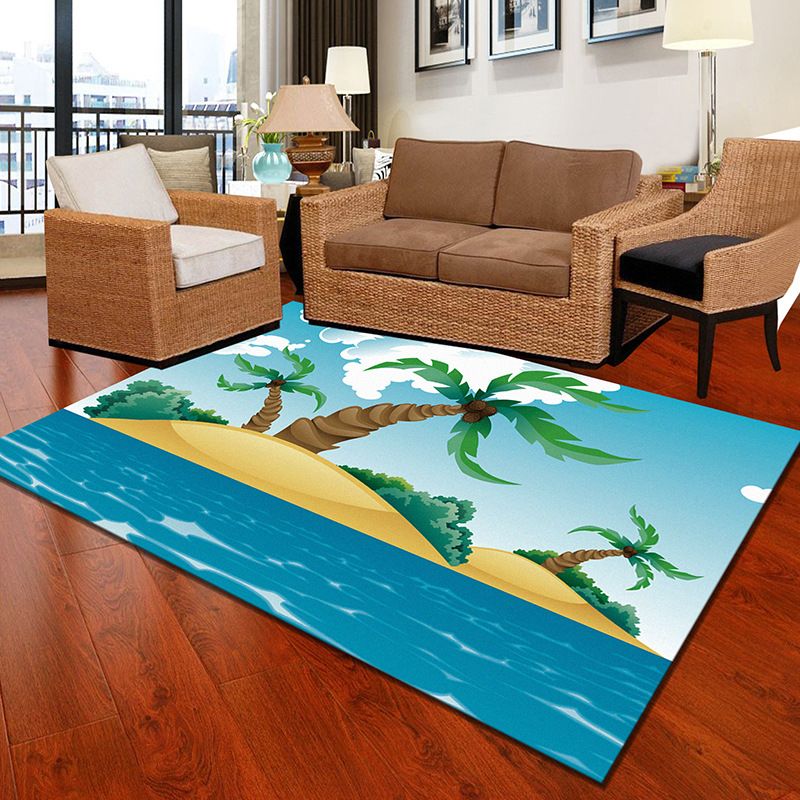 Multicolor Geometric Botanical Rug Synthetics Modern Carpet Stain Resistant Non-Slip Washable Rug for Home