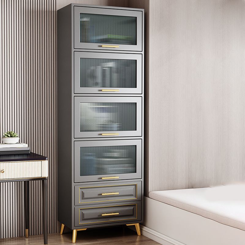 Contemporary Grey Cabinet with Glass Door and 2 Soft Close Drawers