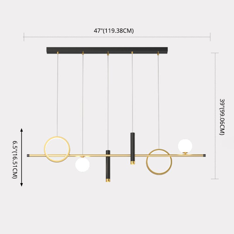 Luce a sospensione a soffitto in metallo ombreggiato Luce lampadario a base di isola oro-nero oro