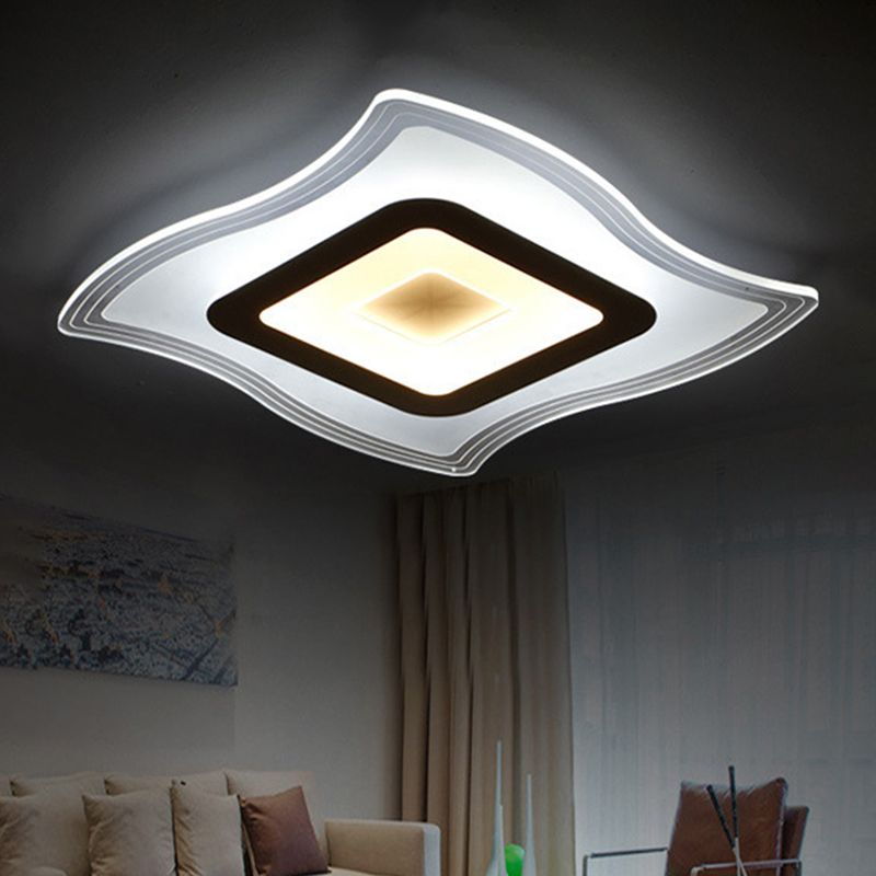 16.5"/20.5"/23.5" Wide Acrylic Carpet Flush Ceiling Light Modern LED Flush Mount Lamp in Warm/White Light