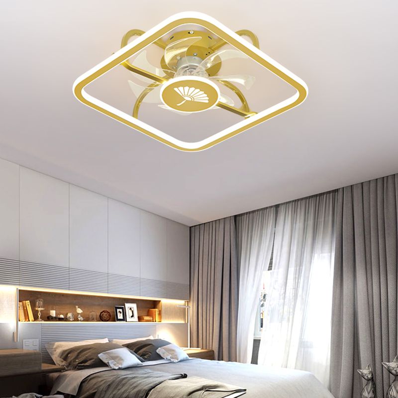 Kinderstil Geometrie Deckenventilator Leuchten Metall 2-Licht-LED-Flush Leuchten in Gold