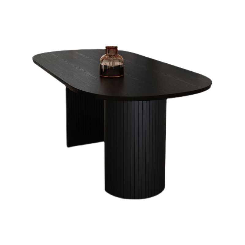 Modern Oval Dining Table Black Wood Dinner Table for Dining Room